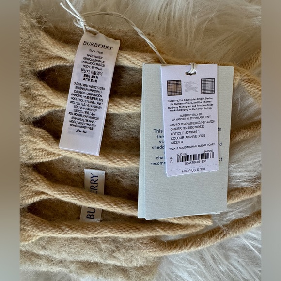 BURBERRY AUTHENTIC WOOL MOHAIR SCARF NARROW - Picture 5 of 5